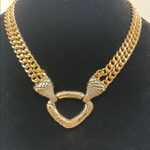 Double Figaro Gold Chain Ornate GP Necklace